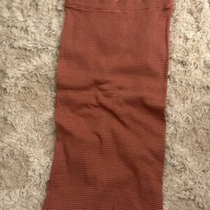 Stretch Ribbed Pencil Skirt in Rust